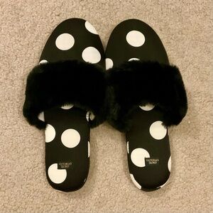 Victoria's Secret Black and White Polka Dot Slippers